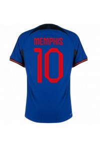 Nederland Memphis Depay #10 Fotballdrakt Borte Klær VM 2022 Korte ermer